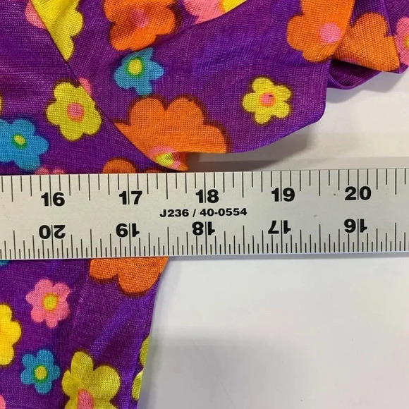 Juniorite Women's Floral Colorful Short Sleeve Side Slit Mini Dress Size S - Picture 8 of 9